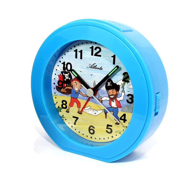 Children's Alarm Clock without Ticking for Boys Pirates Blue Quartz