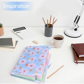 Flower Series Expanding File Folder, Vintage Floral Elegant Funky Cute Retro Document Organizer for Document Arrangement - Green Floral