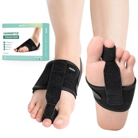 Welnove Hammer Toe Straightener - Toe Corrector for Women & Men - Toe Splints for Straightening Curled, Crooked, Claw, Hammer Toes - Broken Toe Support (2 Compression Foot Wrap & 2 Toe Straps)