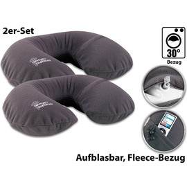 Newgen Medicals Neck Pillow: Inflatable Neck Pillow with High-Quality Fleece Cover, Set of 2 (Inflatable Neck Pillow, Travel Pillow, Inflatable, Health)