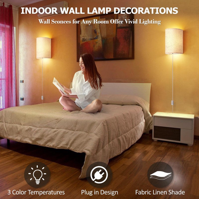 OCATO Plug in Wall Sconces Set of Two: Wall Light