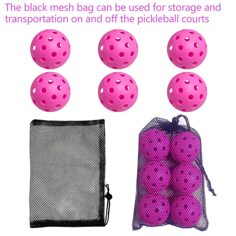 6 - Pack Pickleball Balls, 40 Holes Outdoor Pickleballs, High