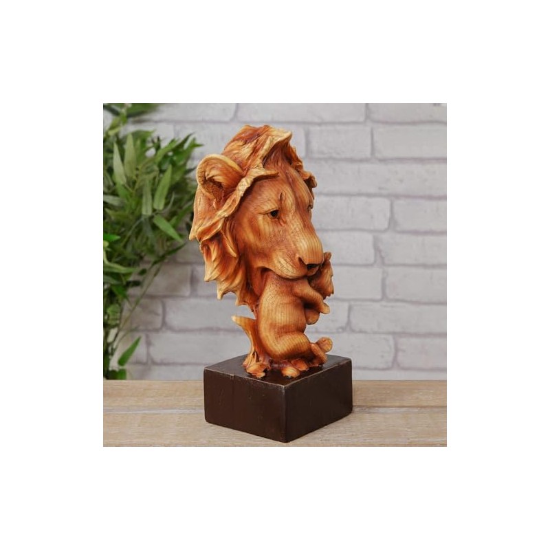 Widdop NATURECRAFT WOOD EFFECT RESIN FIGURINE - LION & CUB