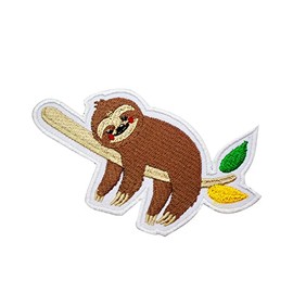 Cute Sloth Patch, Animal Patch, Sloth Patch, Cartoon Patch, Applique, Kids Rhymes Patch Embroidered Iron on Sew on Patch Badge for Clothes etc. 10.5x5cm