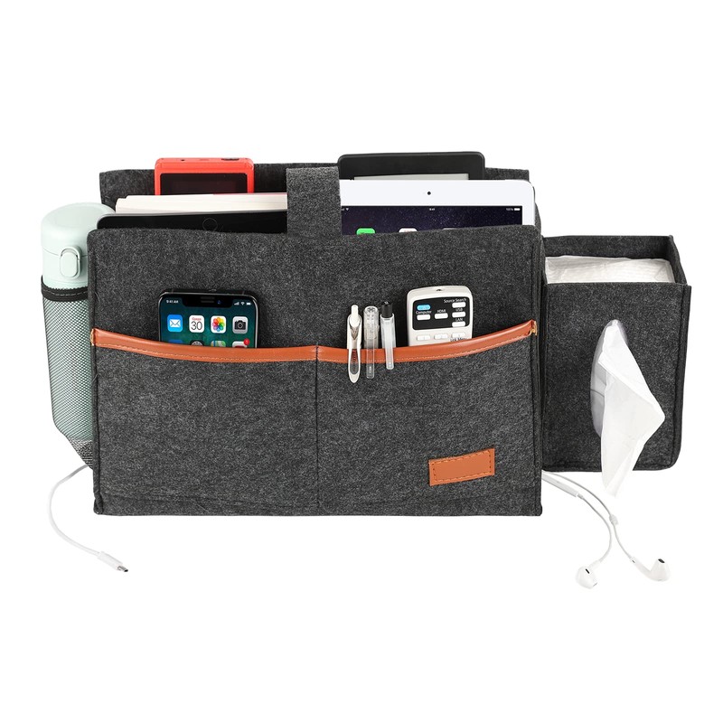 Surblue Bedside Caddy Felt Storage Organizer Hanging Bag with Tissue
