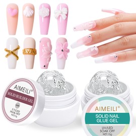 AIMEILI Solid Nail Glue Solid Builder Gel for Gel Nails Set Solid Nail Glue Gel Nail Extension Gel Nail Builder Set