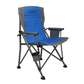 Superrella Portable Outdoor Folding Camping Chair Heavy Duty Camp Chair with Storage Bag for Outside Activities, Blue Grey