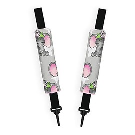Harness Seat Belt Strap Covers Padded Universal New Reversible Set of 2 (Elephant/Pink)