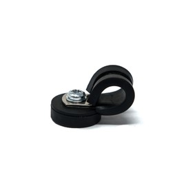 22mm dia x 6mm high Rubber Coated Cable Holding Magnet With 10mm Rubber Clamp (Black) - 4.3kg Pull (Pack of 2)