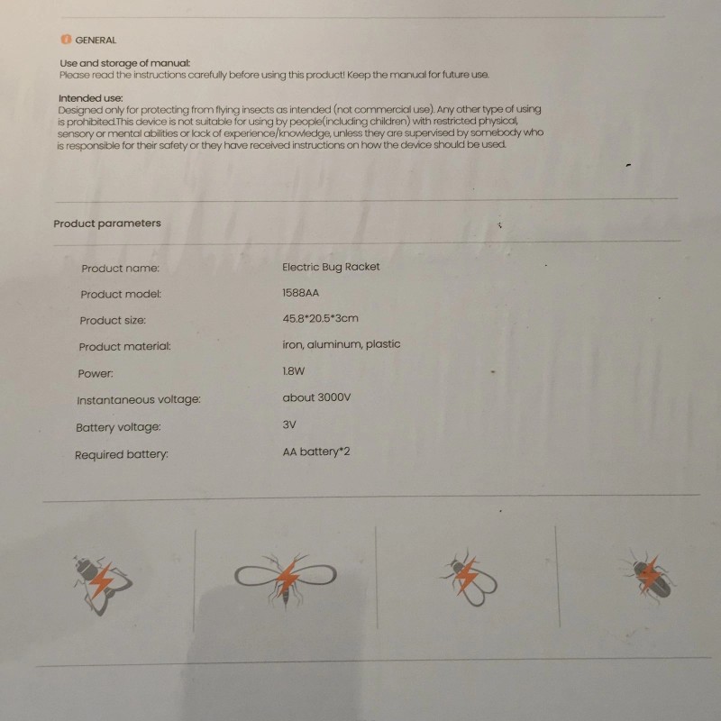 Gaiatop 2-Pack Electric Fly Swatter Handheld Mosquito Killer Bug Racket