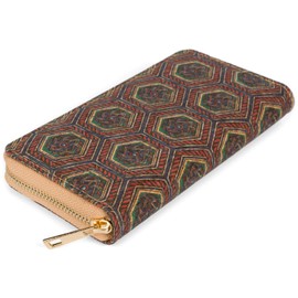 styleBREAKER 02040138 Women's Cork Purse with Colourful Pattern Print in Ethnic Look, Zip, Sechseck / Rot-dunkelblau-grün