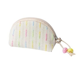 RUIXIAOXI Small Cosmetic Bags, Shell Shaped Makeup Bag Embroidered Cotton Thread Aesthetics Zipper Pouch Travel Canvas Make Up Organizer Tool Pouch for Women (Beige)