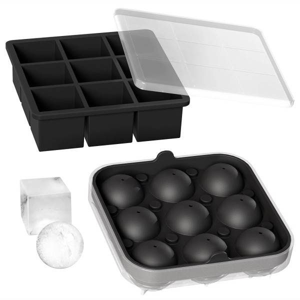 Wanderworld Best Ice Tray Combo Silicone Reusable 2 inch Big