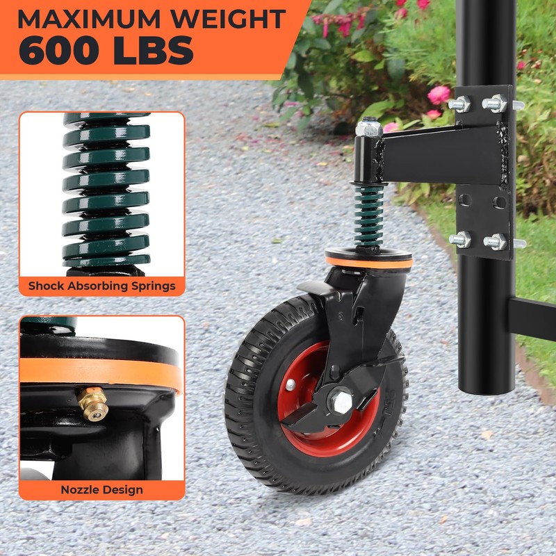 FAHKNS 8" Gate Wheels with Brake, 360 Degree Swivel Spring-Loaded,