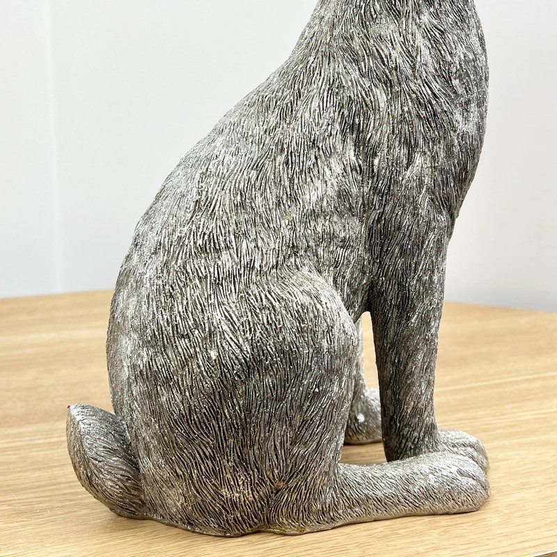 Alfie Francis 35cm Tall Large Silver Hare Ornament Sculpture Statue