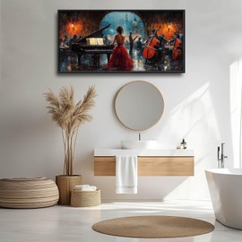 Music Piano Large Wall Art Cello Performance Pictures Wall Decor Musician Canvas Hotel Print Painting Modern Artwork Home Decoration for Dining Living Room Bathroom Bedroom Office Framed 60"x30"