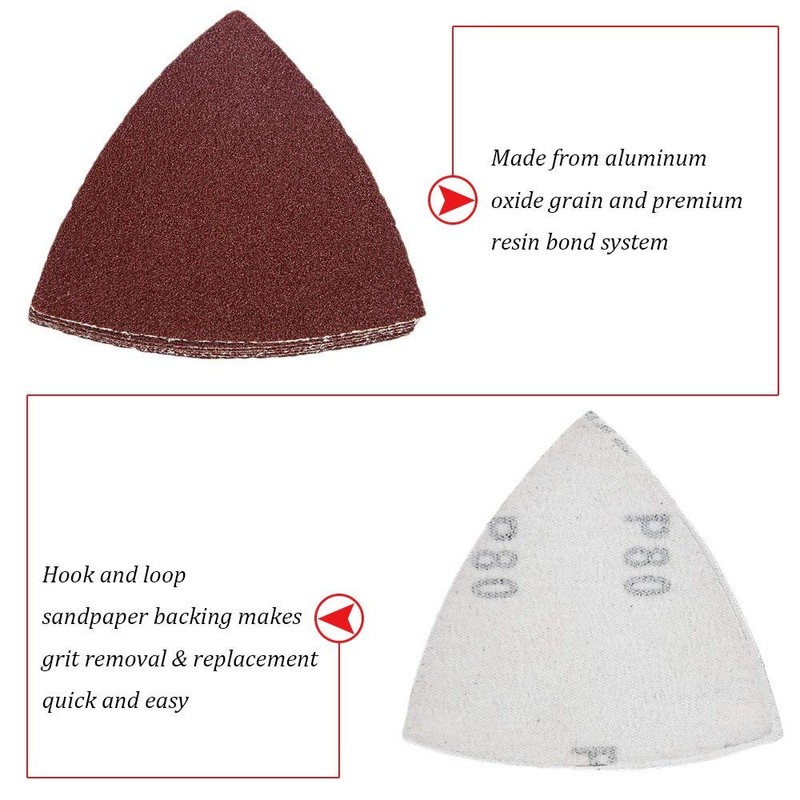 HIFROM Replace 100 Grists Sanding Paper 80mm Triangular Hook &