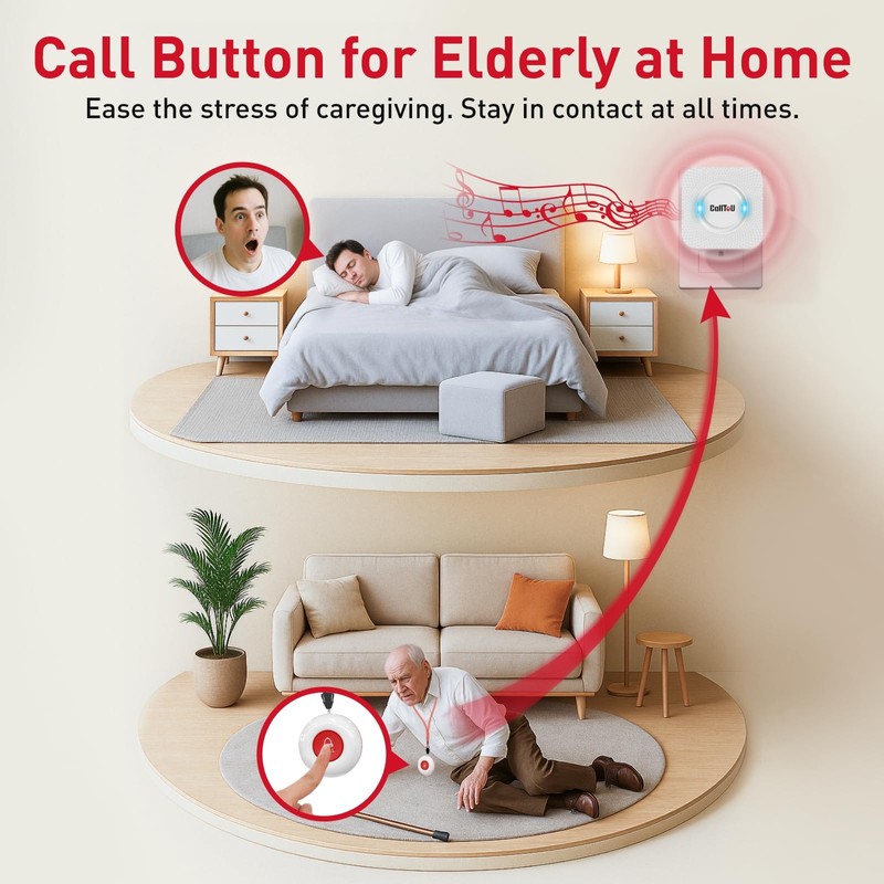 CallToU Caregiver Pager Wireless Call Button Nurse Alert System 500+