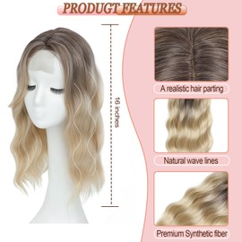 Hair Toppers for Women with Thinning Hair,Wig Topper Pieces,Large Coverage Invisible Hairpiece Clip-in Volumizing & Curl Wiglet for Thinning Crown/Hairloss (Brown Blonde with Dark Root, 16inch)