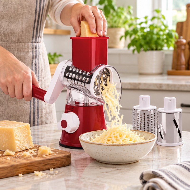 Rotary Vegetable Slicer for Meal Prep – Manual Drum Grater