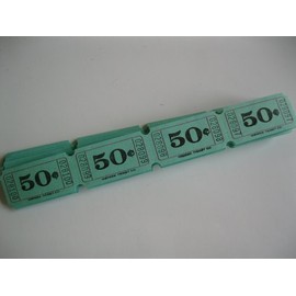 100 Green 50 cents Consecutively Numbered Raffle Tickets