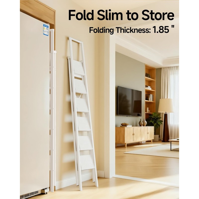 SOLADDER 6 Step Ladder, Anti-Slip and Foldable Step Ladder for