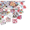 Assorted Floral Wooden Square Buttons, Pack of 25, 19mm