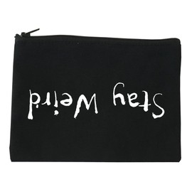 FASHIONISGREAT Stay Weird Upside Down Cosmetic Makeup Bag Black Small