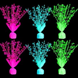 6 Pack Glow in The Dark Centerpieces Neon Birthday Party Decoration Metallic Foil Spray Star Tabletop Fluorescence Party Supply Under UV Light for Graduation Back to Classroom Birthday