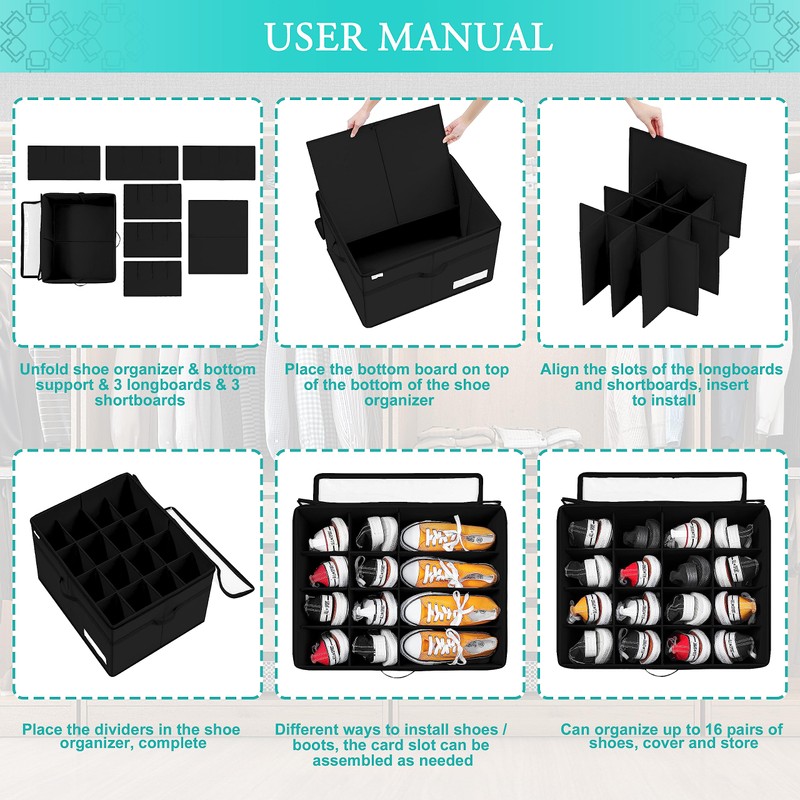 Luvhomee Shoe Storage Organizer, Fits 16 Pairs, Large Shoe Organizer