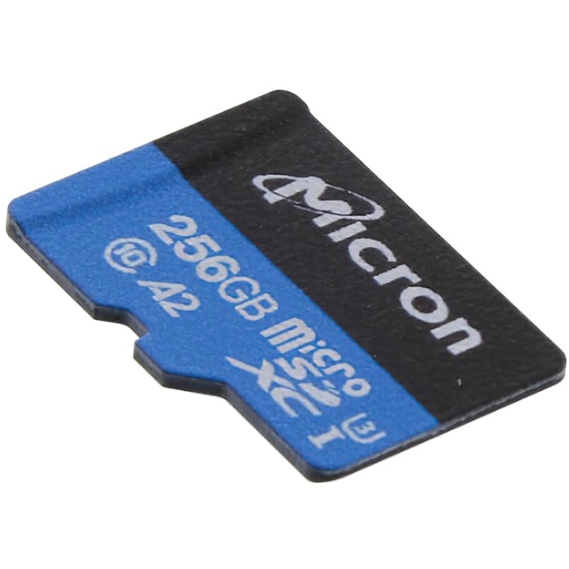 Micron MTSD256AKC7MS-1WT MicroSDXC Card, 256GB Storage Capacity, Black and Blue,
