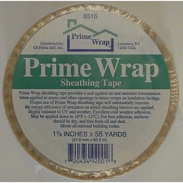 Prime Wrap PRTAPE 17855 Sheathing Tape, 1-7/8-Inch x 55-Yard, White