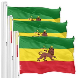 G128 3 Pack: Ethiopia Lion Ethiopian Lion Flag | 3x5 Ft | LiteWeave Pro Series Printed 150D Polyester | Country Flag, Indoor/Outdoor, Vibrant Colors, Brass Grommets, More Durable Than 100D 75D Poly