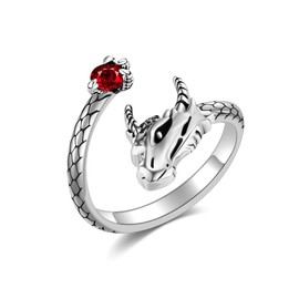 Dragon Ring 925 Sterling Silver Adjustable Animal Ring Gothic Punk Jewellery Birthday Gift for Women Men, Sterling Silver