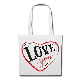Reifen-Markt Tasche Umhängetasche VALENTINSTAG LOVE YOU HAPPY VALENTIN`S DAY - FRAU MANN - LIEBE - MAMA - PAPA Einkaufstasche Schulbeutel Turnbeutel in Weiß