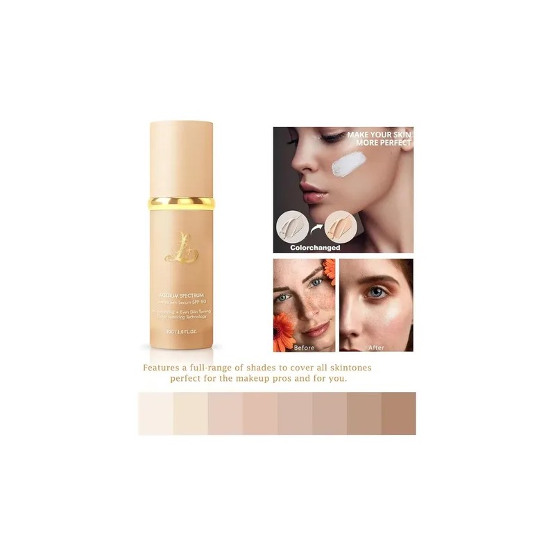 Bio Foundation 4 En 1, Spf 50+, Duradera E Impermeable