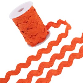 GORGECRAFT 12.5 Yards Rick Rack Trim for Sewing 1/2 Inch RIC Rac Wavy Ribbon Zig Zag Orange Red Rickrack S Shaped Lace Ribbon Polyester Woven Braided Fabric with Spool for DIY Crafts Christmas