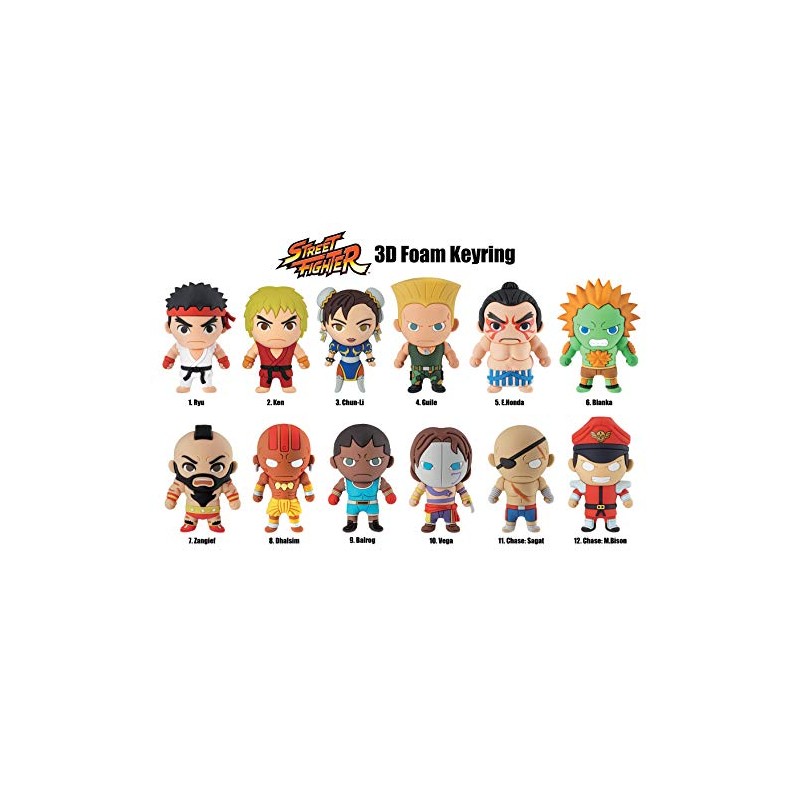Street Fighter 3D Foam Key Ring Blind Bag, Multicolor