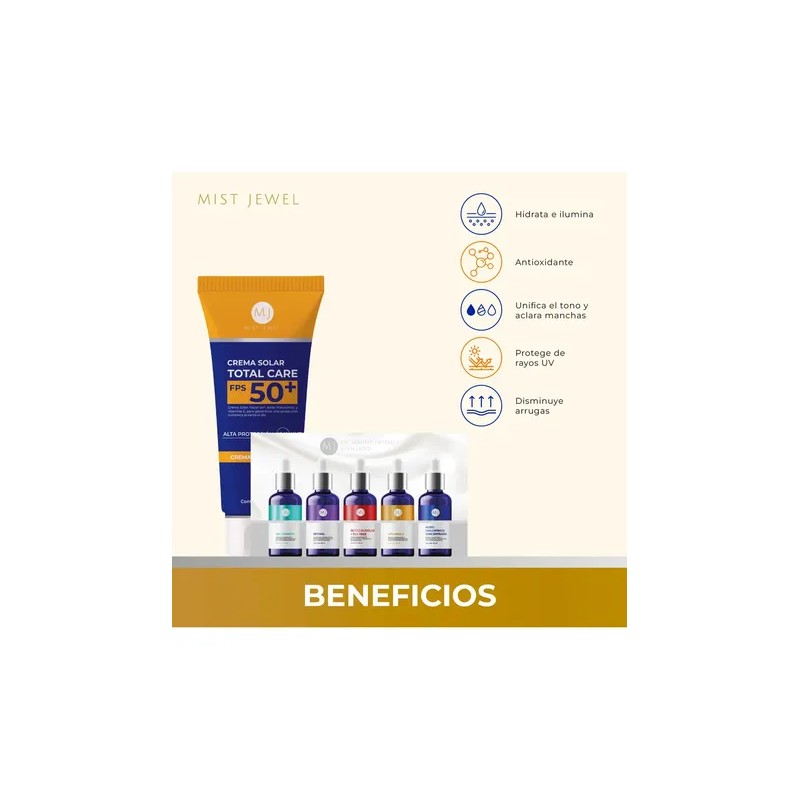 Kit Belleza Avanzada Protector Solar 50 5 Serum Faciales