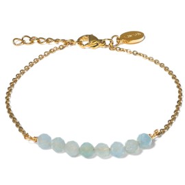 LAVISA 8 Beads Gemstone Bracelet – 4 mm Beads – Real Natural Stone Beads | Crystal Beads, Healing Stones | One Size with Extension, Gemstone