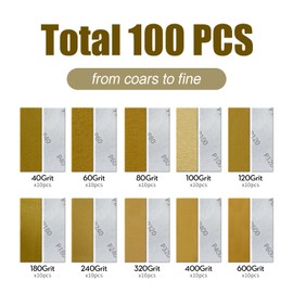 Micro Sander Set 90x30mm Mini Sander with 100pcs Sandpaper 40/60/80/100/120/180/240/320/400/600 Grit
