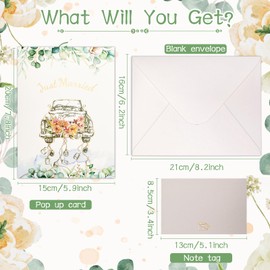 Hierein Pop up Wedding Card, 3D Car Just Married Wedding Gifts for Couples Anniversary Card Pop Up, Wedding Cards for Bride and Groom, Birthday Cards for Her, Wedding Gifts for His and Hers