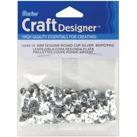 Darice Cupped Sequins Silver 5mm