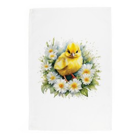 Purely Home Floral Chick Tea Towel - Farm Animals & Flowers Nature Gift/Present - Panama Cotton Kitchen Dish Towel/Drying Cloth - 67cm x 45cm