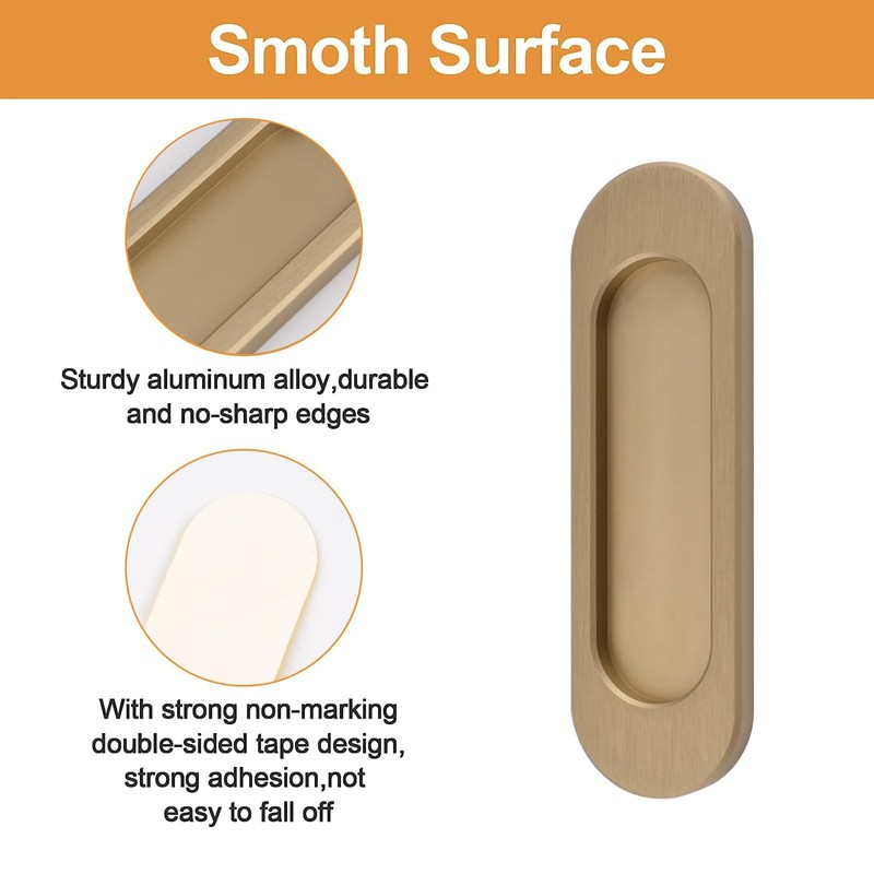 MOROBOR Self-Stick Oval Sliding Door Pulls, 2pcs Aluminum Alloy Hidden