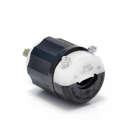 Leviton 2621 30 Amp, 250 Volt, NEMA L6-30P, 2P, 3W, Locking Plug, Industrial Grade, Grounding - Black-White