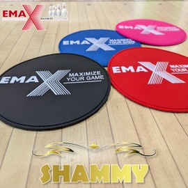 EMAX Bowling Shammy Round with Rubber Grip Surface - Bowling Ball Towel | Cleaning Pad for Bowling Balls | Leather Bowling Cloth | Bowling Accessories | Ball Care Cloth | 4 Colours (Blue)