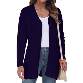 YUNDAI Women's Cardigans Open Front Lightweight Knitted Solid Color Long Cardigan for Women UK Long Sleeve Button Down Loose Sweater with Pockets