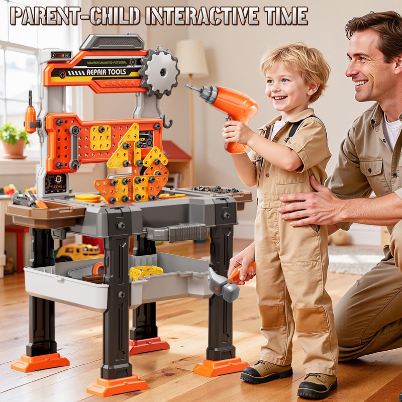 XINNOVEL 2 in 1 Workbench Toys for Toddlers 3-5, Kids