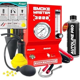 *2025 New Model* Automotive High Volume Smoke Machine with Best Ranked Smoke Fluid - EVAP Leak Detector with Built-in Air Compressor - Model 3000 – EVAP Vacuum Exhaust Smoke Detector Tools Kit - Red